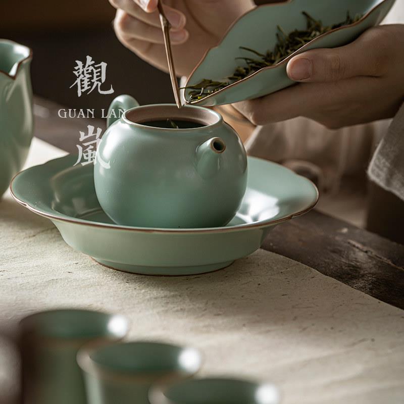 个SY-CH005开天青汝窑茶壶复古单壶片陶可养单功夫泡茶壶瓷家用礼