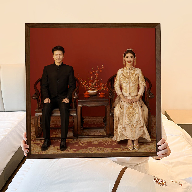婚纱照相框放大挂墙洗照片加全家福相片打印结婚照挂画制作
