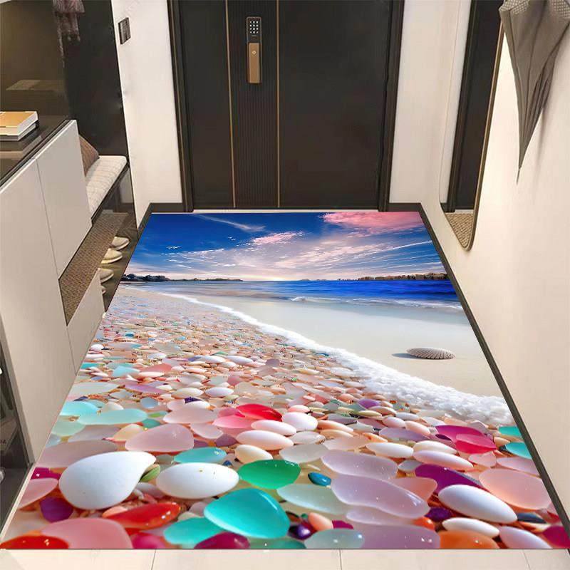 进门耐脏高端立体蓝色大海沙滩入户地垫走廊厨房门口脚垫吸水防滑,居家布艺,入户地垫,淘宝优惠券,粉丝福利购,淘宝优惠卷