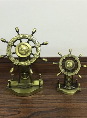 地中海式复古领航舵 航海船舵合金摆件 办公室装饰摆件创意礼品