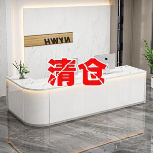 公司前台接待台简约中介旅行社图文店物业快递弧形转角吧台收银柜