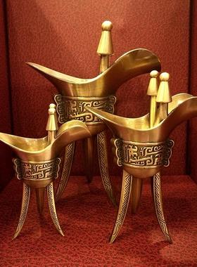 古董铜杯饰品中国覆古创意金属酒杯父亲惊吓酒瓶酒柜装饰礼品