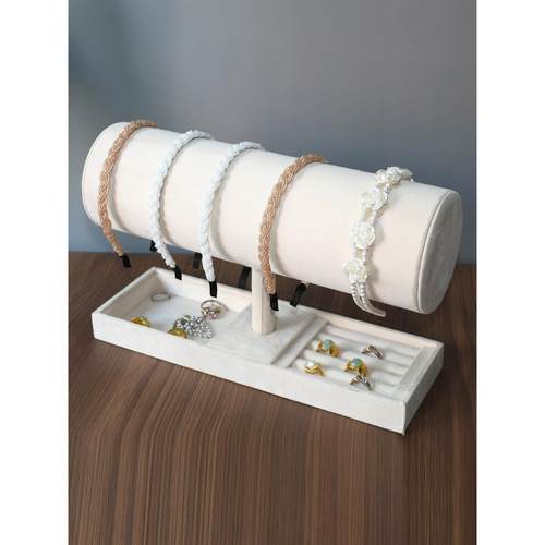 绒布头箍架桌面发箍架子多功能首饰收纳盒发带项炼摆摊饰品展示架