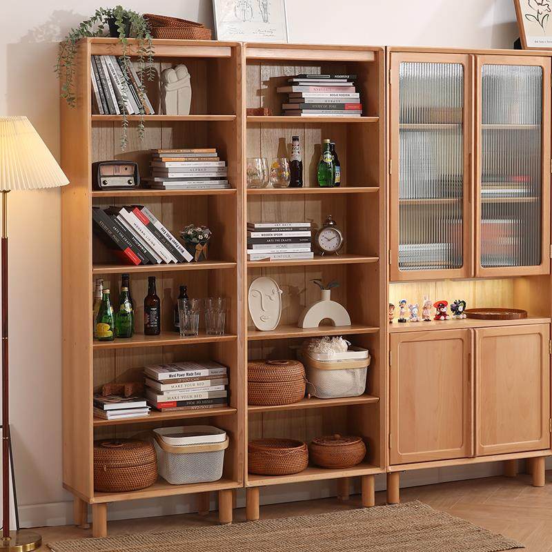 书柜全实木置物柜日榉式书架木置2202物书房落地整墙厅架餐柜简客