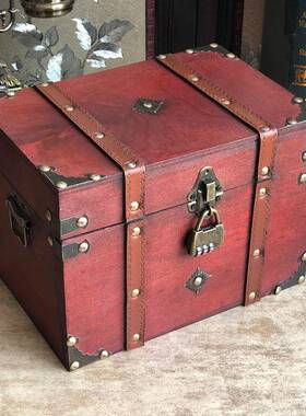 古董锁盒欧董式两件套覆古古木盒子盒旧复古拾光创宝意宝杂项收纳