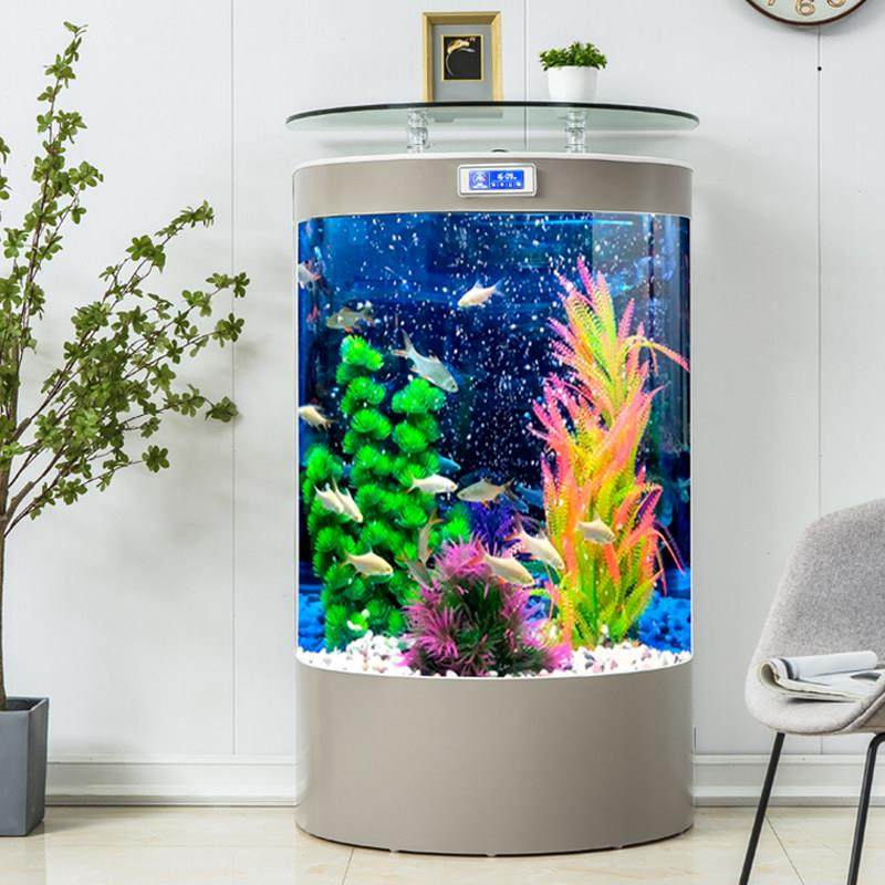 202型免5新智能009圆形客厅家庭生态玻璃金鱼半缸过滤器产氧水换