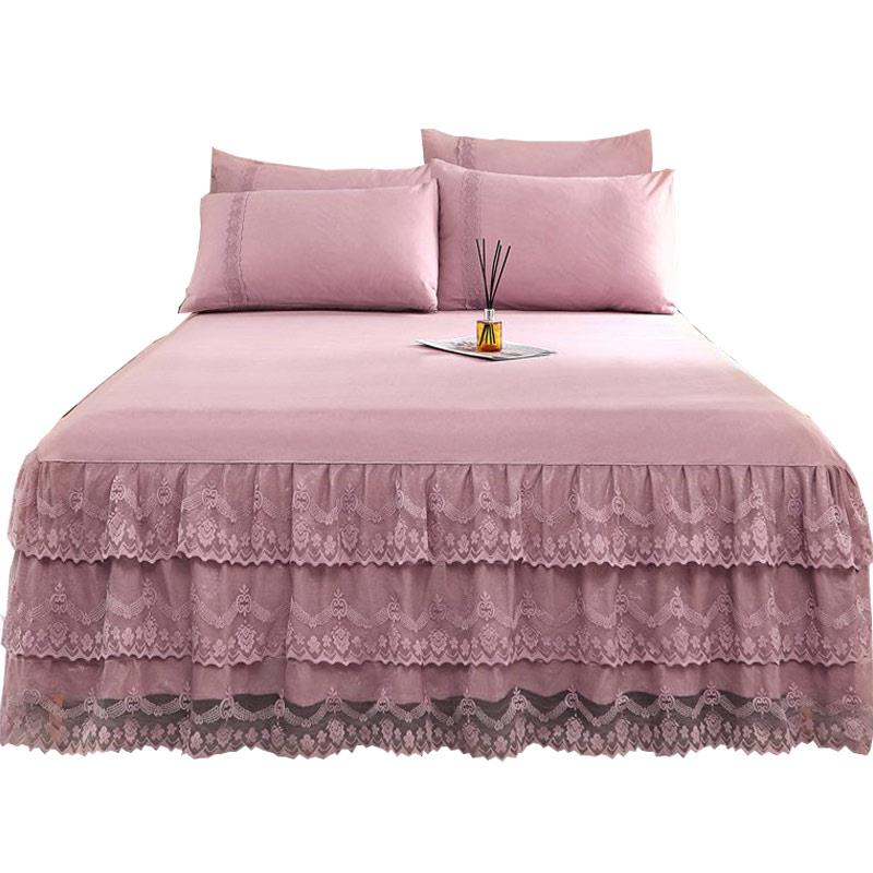 款韩版公主蕾丝床裙式件纯防色床罩刺绣花单边新1.8m床尘时202103