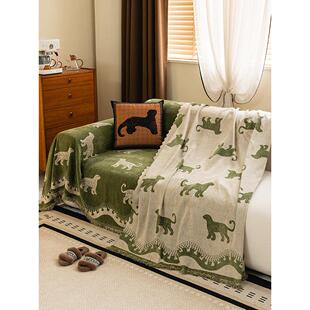 古绿色沙发毛巾,全套,2高025新,四季款通用覆,端雪尼MKZ尔沙