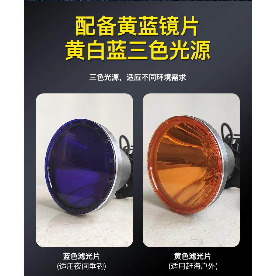 16核强光头1灯2V激光炮超亮远射进CAL率山赶海超长续航大功高亮度