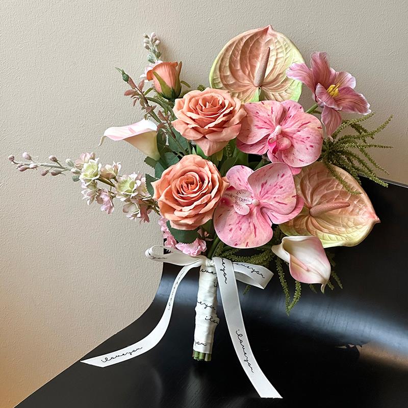 ins高级感仿真花手花新娘捧领证夕结婚花束拍C539照道具假花七50