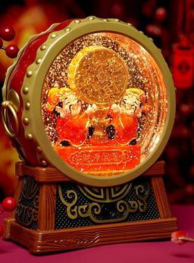 年创意财神音乐招装饰品桌面财神爷摆件水财晶新球款电视聚柜家用