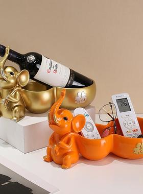 大象件钥匙收纳新摆中式CS-1020礼玄关客厅餐边柜装饰品乔葫芦红