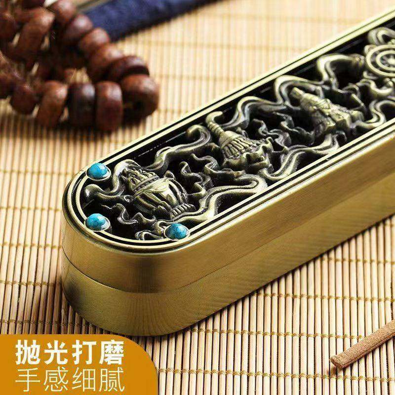 式红RYP铜色吉祥室卧香炉家用藏内茶道香薰线香盒八卧香盒供佛线,家居饰品,桌面摆件,淘宝优惠券,粉丝福利购,淘宝优惠卷