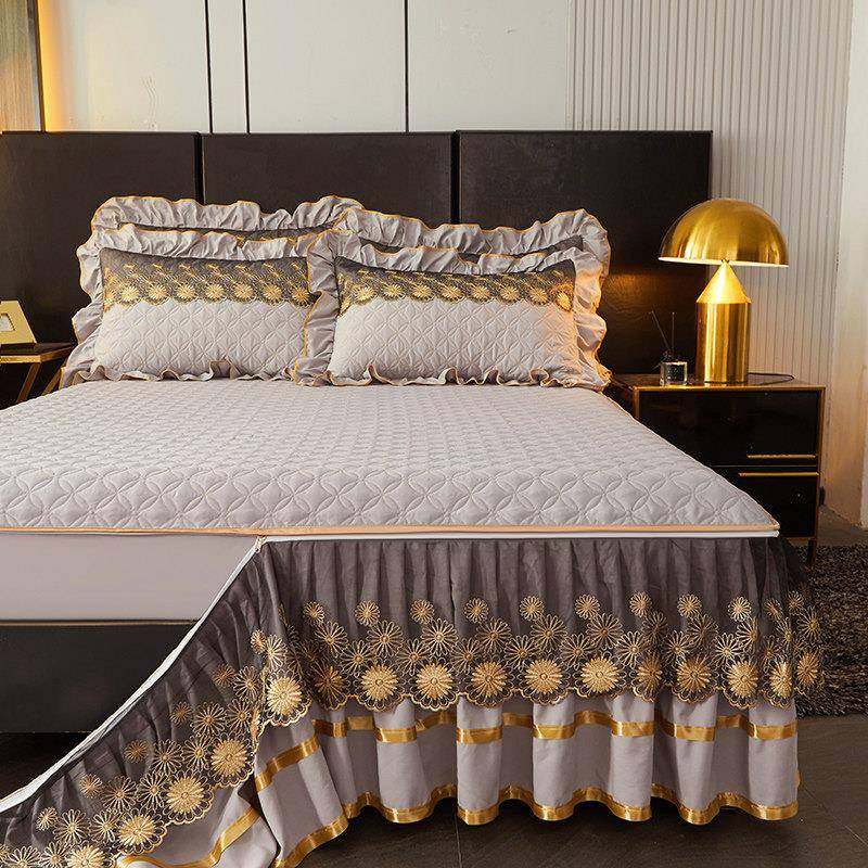 可拆卸可床裙洗及配套床二合一欧式加UGR厚单绗缝床罩三件套四型