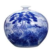 景镇陶瓷器DZ12340名摆家大德师手青绘花瓷花瓶插花彷古中式 客厅