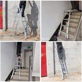 多能工程梯568人折字梯叠梯家用梯子小巨人缩梯加厚功升降梯铝合