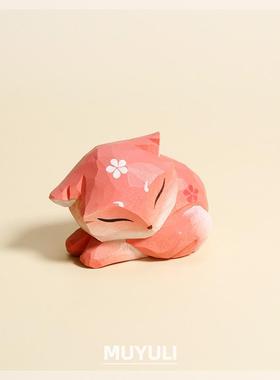 木雕八重神子狐狸小摆件家居车载饰品车载装饰摆件手工雕刻礼物男