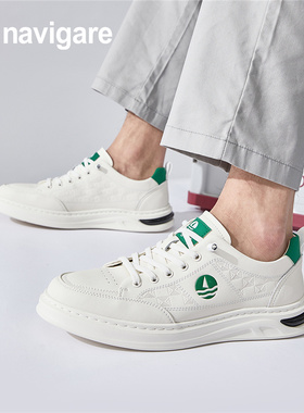 Navigare小帆船一脚蹬小白鞋2025春夏款新款舒适男士经典休闲板鞋