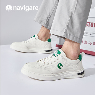 Navigare小帆船一脚蹬小白鞋2025春夏款新款舒适男士经典休闲板鞋