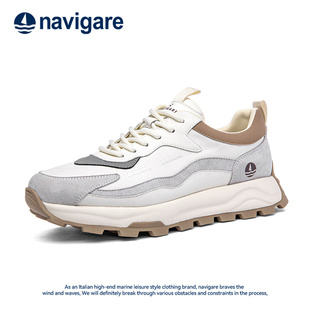 Navigare意大利小帆船男鞋2025秋冬新款男士老爹鞋休闲加绒运动鞋