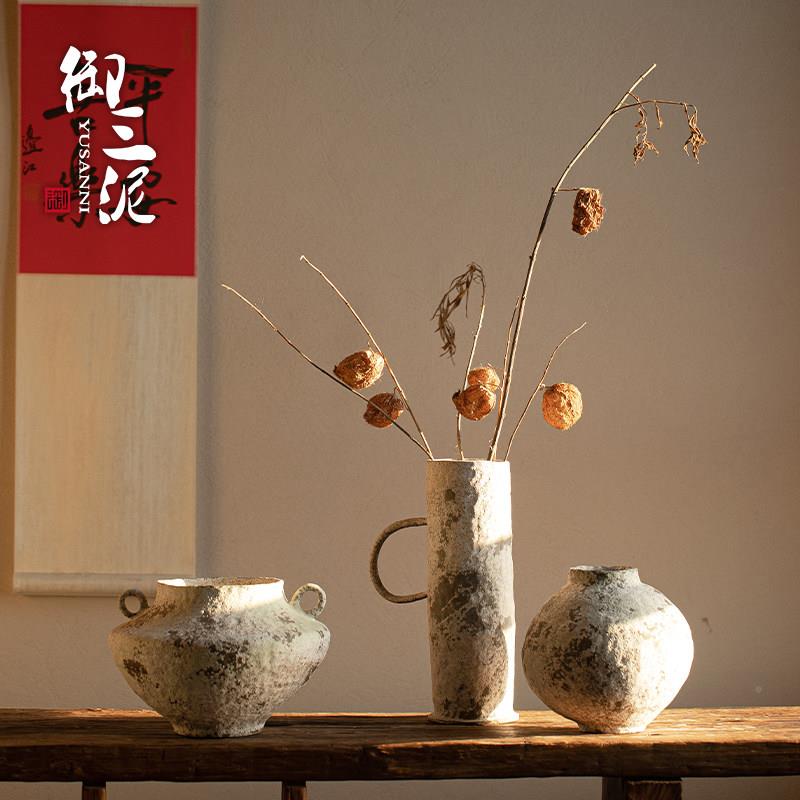景241102雪德镇覆古风简约雪花花瓶干侘寂风高级感粗陶插燥器民客