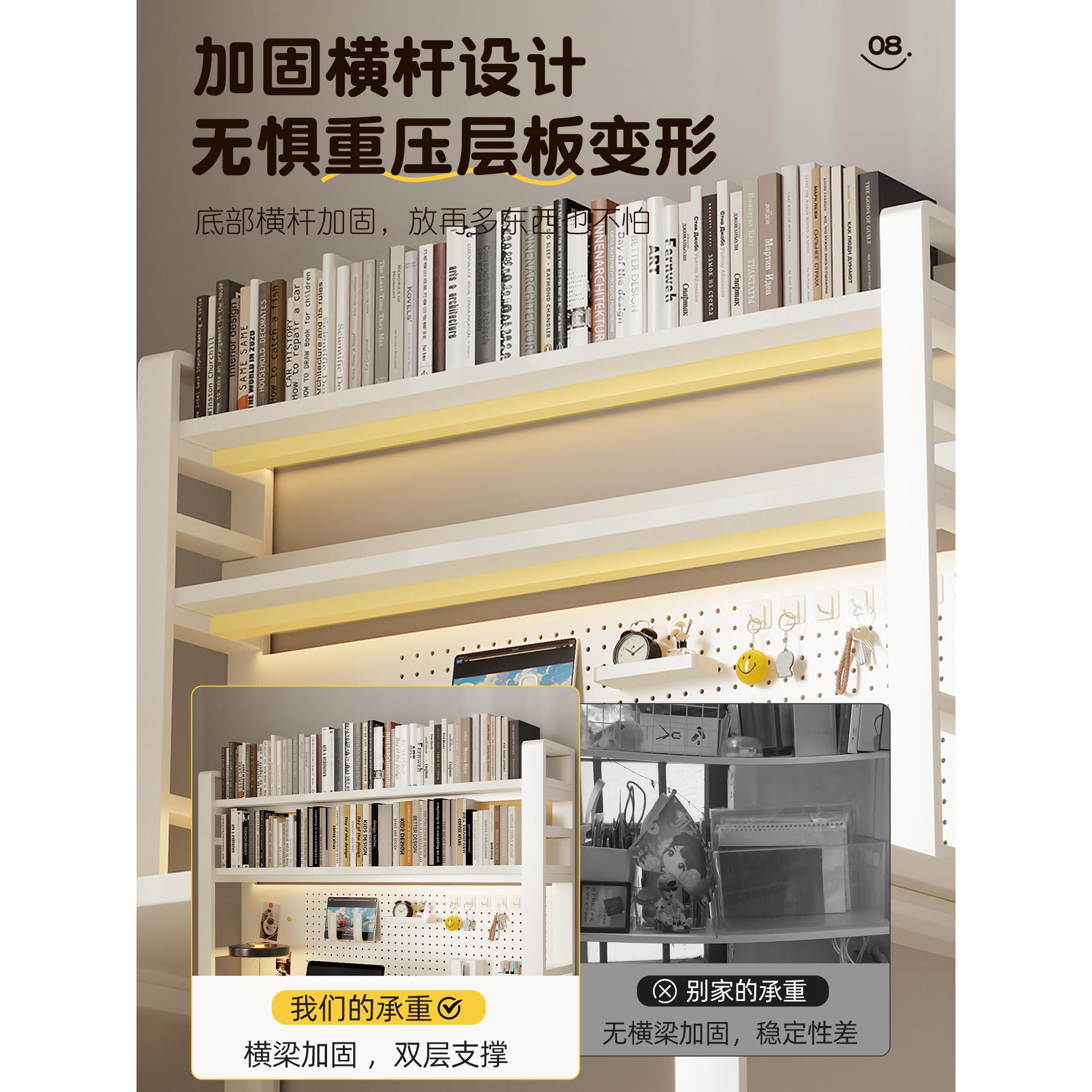 面书架洞洞板置桌物架书习桌上多层铁艺收白色新型纳架学学生电脑