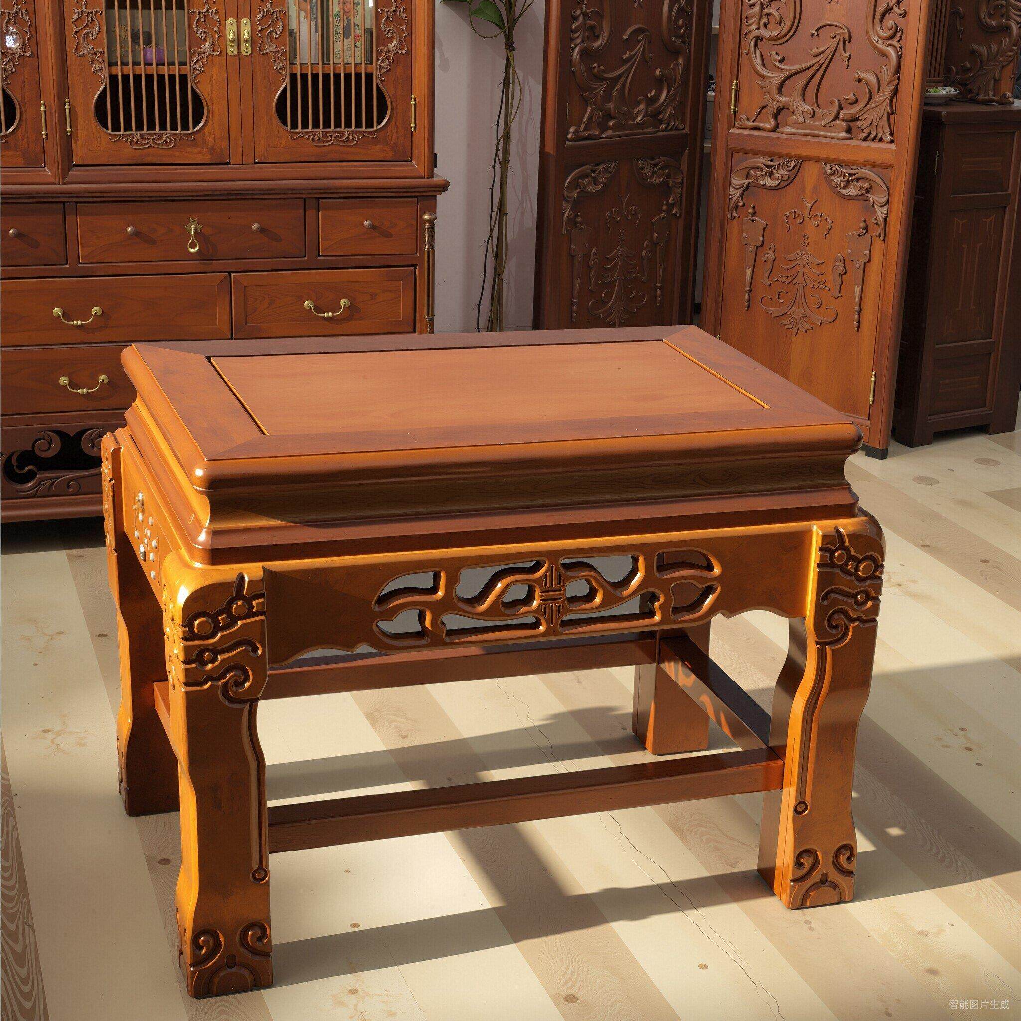 简约实木鱼缸盆景架子室内中式古典榆木置物架榫卯木质花几奇石架