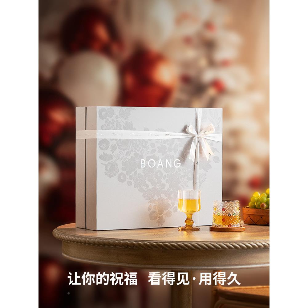 轻H0611奢装高档士忌杯水晶旋转洋酒酒杯子礼盒套威彩绘高脚古典