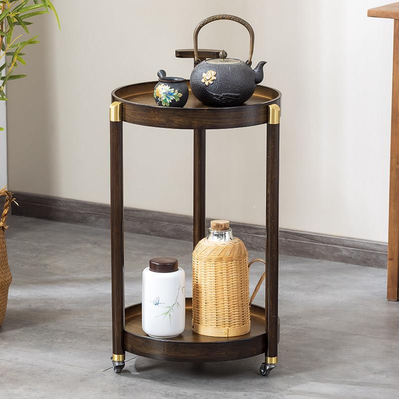移几麻将桌边几棋牌室专BF用茶水厅架中茶式动客沙发角几圆形小桌