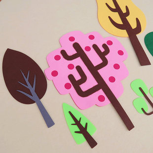 幼儿园家园联系文化题墙面装饰织布大树墙饰材料装饰