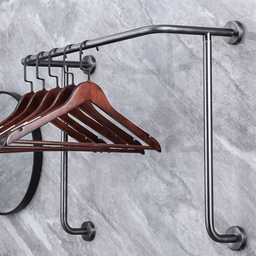 酒店墙上挂衣架民宿浴室上墙晾衣架挂衣杆黑钛侧挂架定制