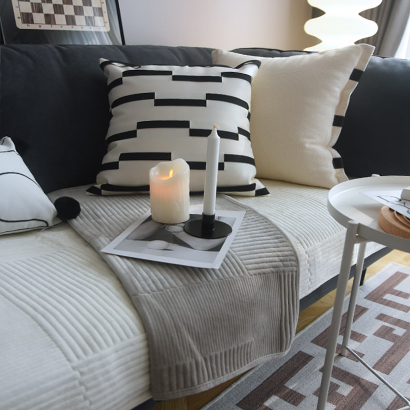 秋冬定制绒毛沙发垫防滑加厚沙发坐垫布艺垫子奶油风沙发巾