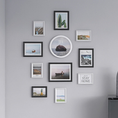 竖竖挂照片墙免打实木相框挂墙创意背景墙面装 饰品