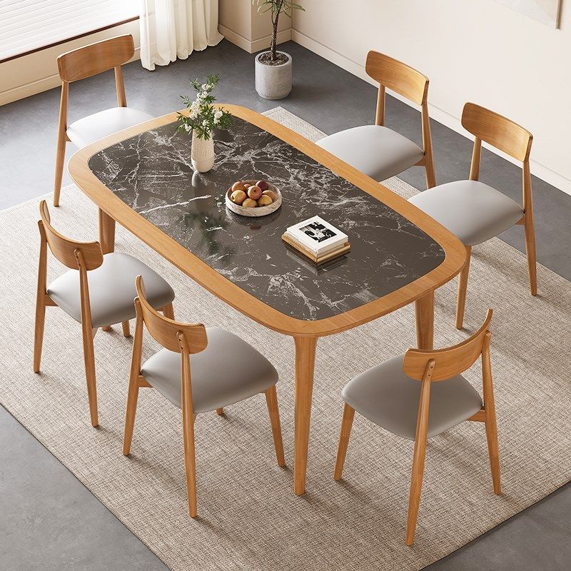 现代实木内嵌岩板餐桌椅小户型家用岩板餐桌吃饭桌子,住宅家具,岩板餐桌,淘宝优惠券,粉丝福利购,淘宝优惠卷