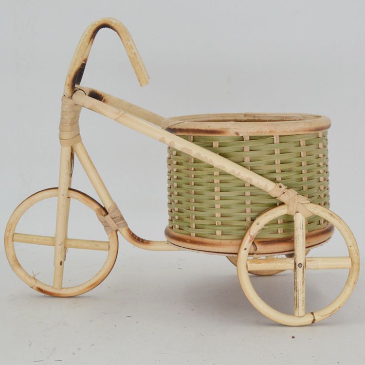 藤编迷你三轮车竹编筐竹编单车竹篓手工艺装饰摆设餐厅菜盘