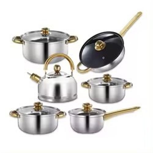 加厚复底十二件装锅单柄奶锅耳汤锅六件礼品锅具