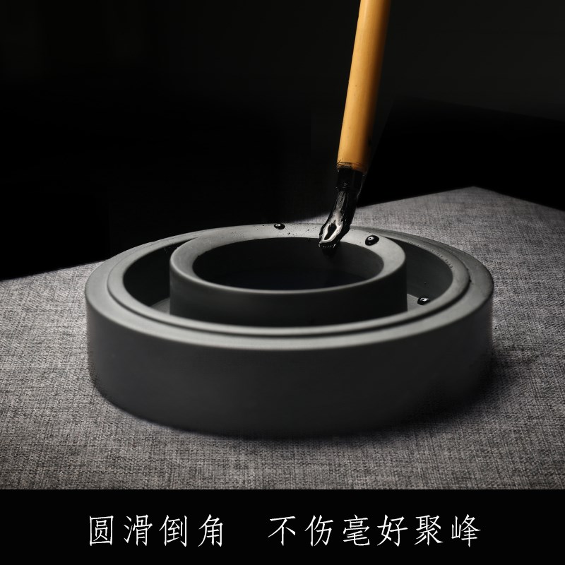 书法专用可磨墨砚台不干墨带盖小砚台安徽歙砚天然原石歙县研墨石