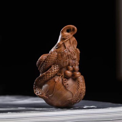 澳洲老山檀香祥龙葫芦手把件多子多福雕刻挂件文玩盘玩工艺品