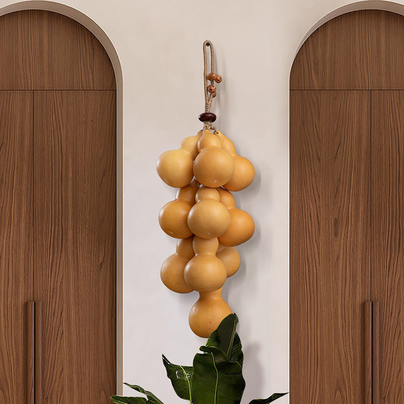 真葫芦壁挂多子多福禄吉祥挂饰玄关门庭客厅阳台店铺装饰麻绳挂件
