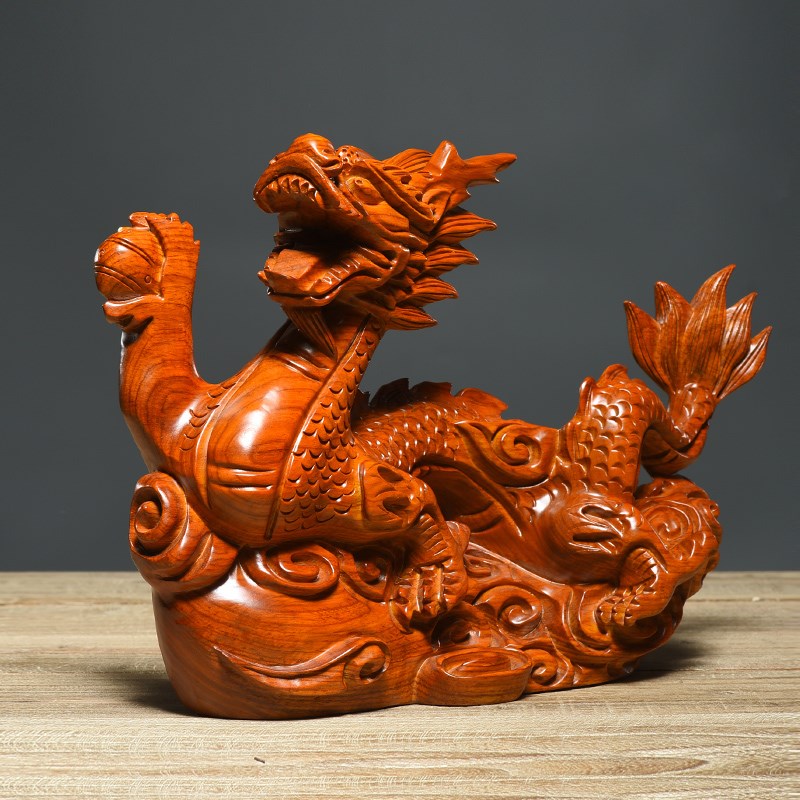 知府花梨木雕龙摆件十二生肖龙家居客厅办公室装饰红木工艺品送礼