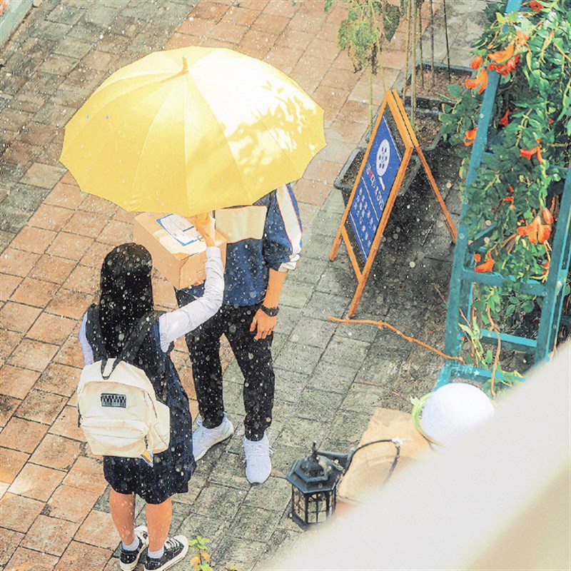 背着善宰跑同款雨伞黄色直柄纯色男女糖果色自动14骨韩剧长柄伞