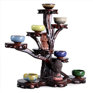 红木根雕底座奇石头工艺品紫砂壶博古架瓶盆实木多层托架