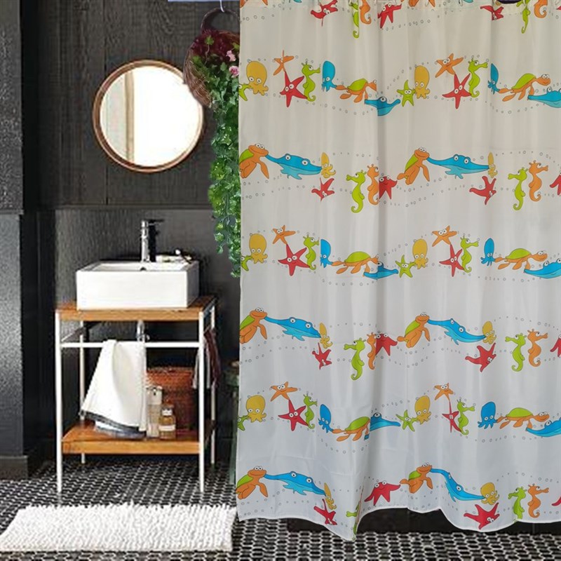 出口剩余加厚防霉防水涤纶布速干浴帘屏障隔断帘带铅线加高220cm