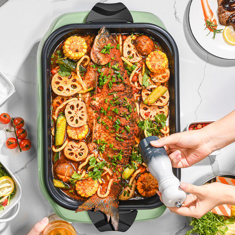 烤鱼炉电烤锅火锅烧烤一体料理锅商用大容量纸包鱼