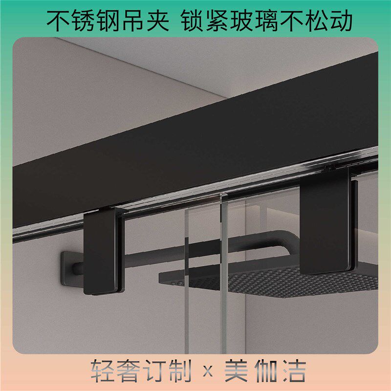 淋浴房一字形屏风推拉门移门卫生间玻璃门浴室隔断家用浴屏