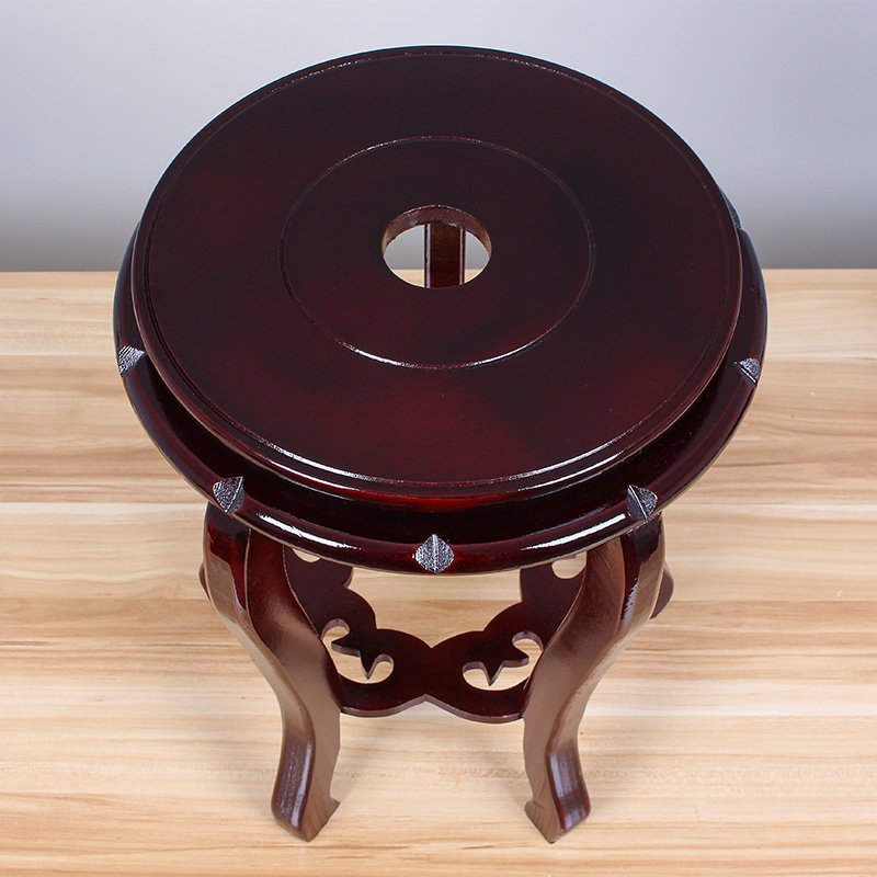 圆形花瓶花盆底座托盘鱼缸架奇石头实木承重摆件空调高脚托架底座