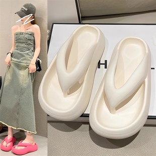 凉 人字拖女夏季 外穿2025新v款 拖鞋 海边沙滩厚底增高防滑防臭时尚