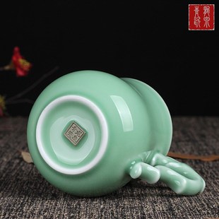 青瓷茶具礼品家用男女泡茶杯陶瓷带盖大L号水杯个人会议杯订做