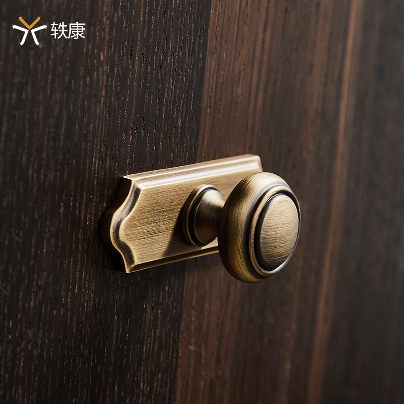 法式复古黄铜拉手衣柜门抽屉柜子橱柜门古铜色单孔底片柜子小把手