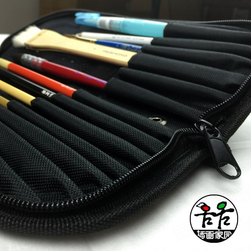 画家专用折叠式便携画笔笔袋 笔帘 笔包 水彩笔袋 画具包 透气